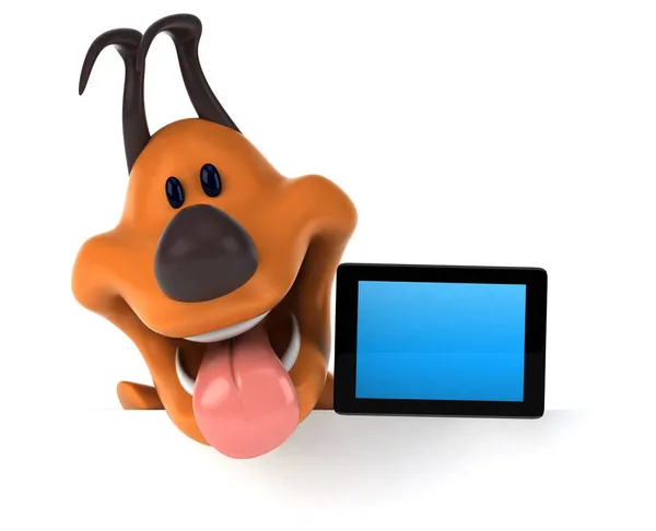 Divertido Perro Con Tableta Ilustración —  Fotos de Stock