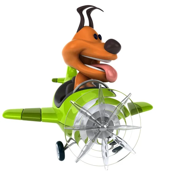 飛行機の中の楽しい犬 3Dイラスト — ストック写真
