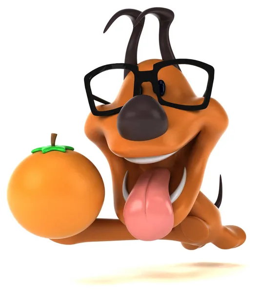 Весела Собака Апельсином Ілюстрація — стокове фото