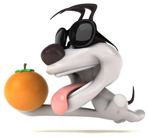 Spaßhund Mit Orange Illustration — Stockfoto