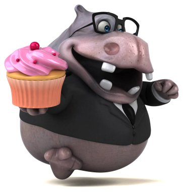 Kekle eğlenceli su aygırı - 3D Görüntü