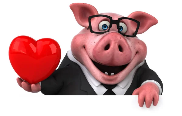 Spaßschwein Mit Herz Illustration — Stockfoto