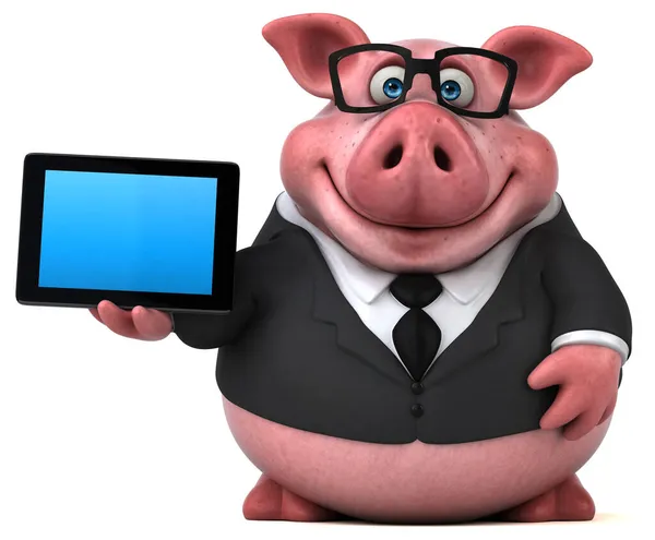Cochon Amusant Avec Tablette Illustration — Photo