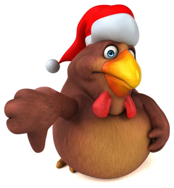 Zabawne Kurczaka Santa Claus Kapelusz Ilustracja — Zdjęcie stockowe