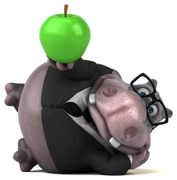 Fun Hippo Apple Illustration — Stock Photo, Image