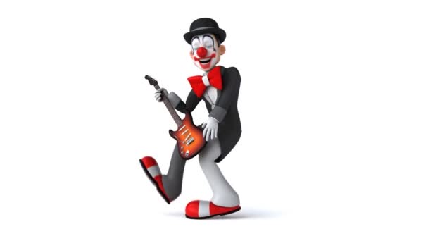 Fun Cartoon Character Clown Guitar — Stock Video