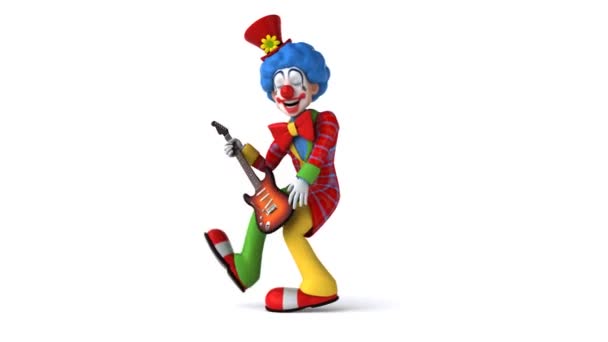 Palhaço Personagem Desenho Animado Divertido Com Guitarra — Vídeo de Stock