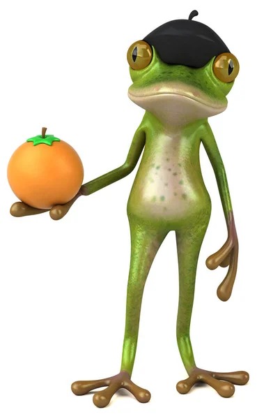 Fun French Frog Orange Illustration — Stock Photo, Image