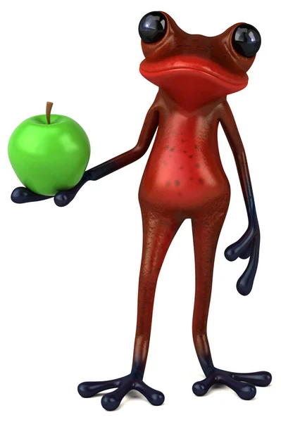 Fun Κόκκινο Βάτραχος Μήλο Εικονογράφηση — Φωτογραφία Αρχείου