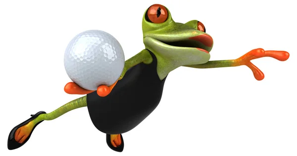 ボールでカエルを楽しむ 3Dイラスト — ストック写真