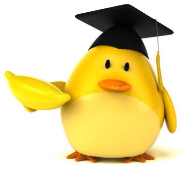 Muz - 3d çizim ile sarı kuş