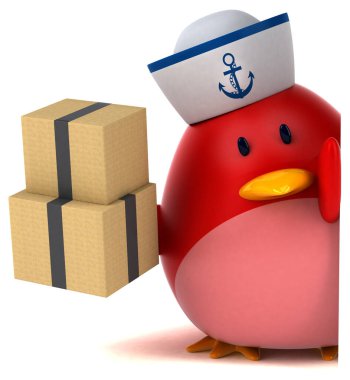 Kutulu kırmızı kuş - 3D Görüntü