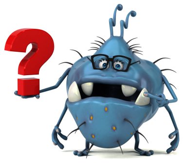 Sorularla dolu eğlence mikrobu - 3D İllüstrasyon