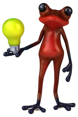 Lamba ile eğlenceli kırmızı kurbağa - 3D İllüstrasyon