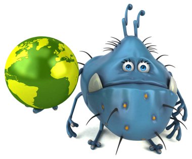 Gezegen ile eğlence mikrobu - 3D İllüstrasyon