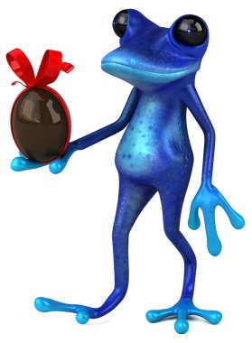 Yumurtalı eğlenceli mavi kurbağa - 3D İllüstrasyon