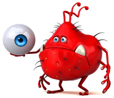 Eğlenceli mikrop ile göz - 3d çizim