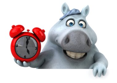 Saatli eğlenceli at - 3D Görüntü