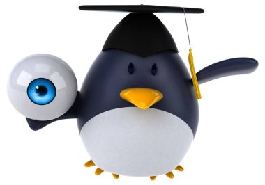 Gözü olan eğlenceli penguen - 3d Görüntü
