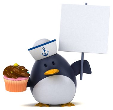 Kekli eğlenceli penguen - 3D Görüntü