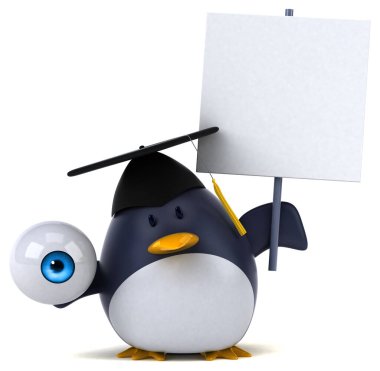 Gözü olan eğlenceli penguen - 3d Görüntü