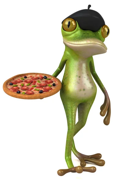 Fun French Frog Pizza Illustration — Stock Photo, Image