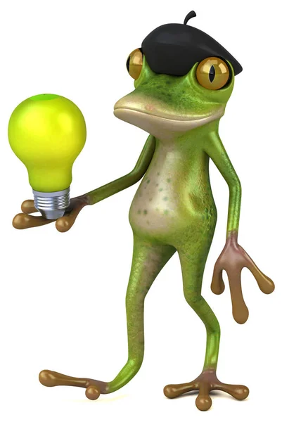Lustiger Französischer Frosch Mit Lampe Illustration — Stockfoto