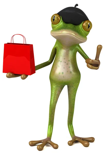Fun French Frog Shopping Illustration — Stock Photo, Image