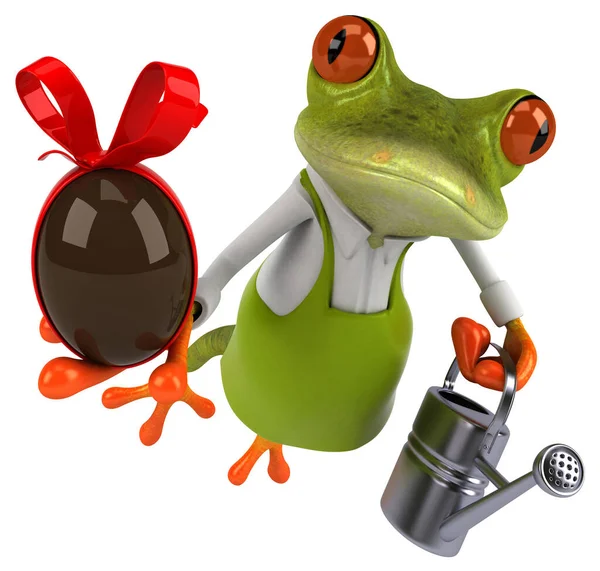 3D插图的青蛙园艺师 — 图库照片