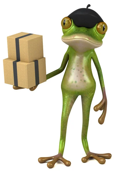 带盒子的法国青蛙 3D图解 — 图库照片