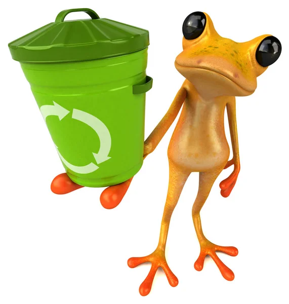 Fun Yellow Frog Bin Illustration — Stock Photo, Image