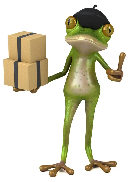 带盒子的法国青蛙 3D图解 — 图库照片
