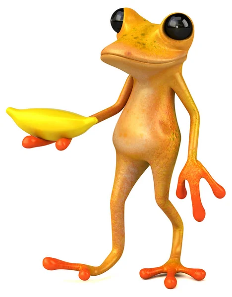 Fun Yellow Frog Banana Illustration — Stock Photo, Image