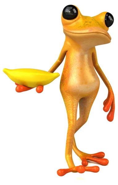 Lustiger Gelber Frosch Mit Banane Illustration — Stockfoto