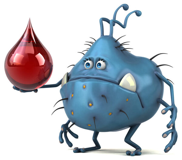 Fun germ with drop  - 3D Illustration