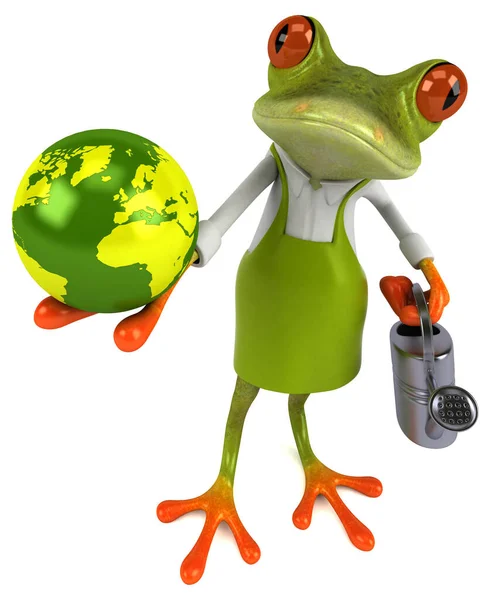 Lustiger Froschgärtner Mit Planet Illustration — Stockfoto