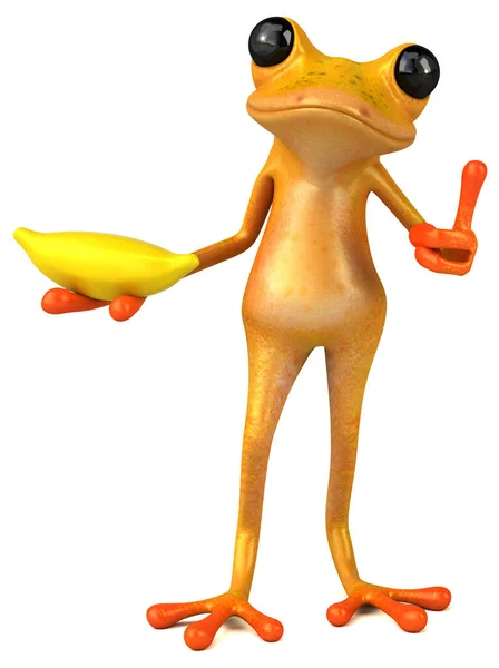 Fun Κίτρινο Βάτραχος Μπανάνα Εικονογράφηση — Φωτογραφία Αρχείου