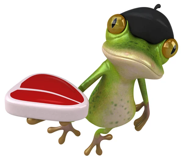 Lustiger Französischer Frosch Mit Fleisch Illustration — Stockfoto