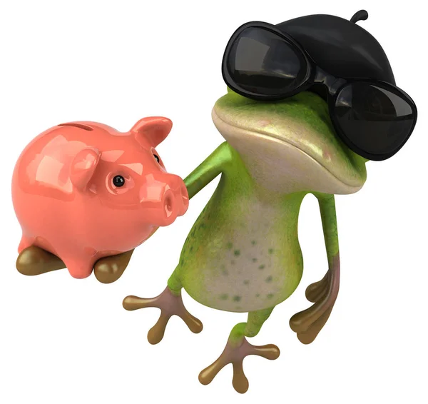 Fun French Frog Piggy Bank Illustration — Stock Photo, Image