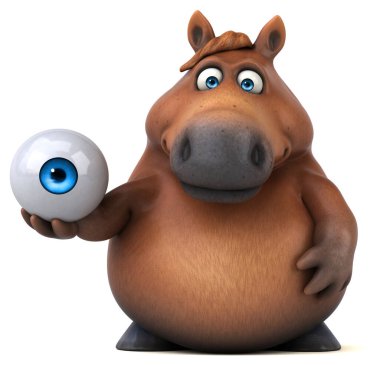 Gözü olan eğlenceli at - 3D Görüntü