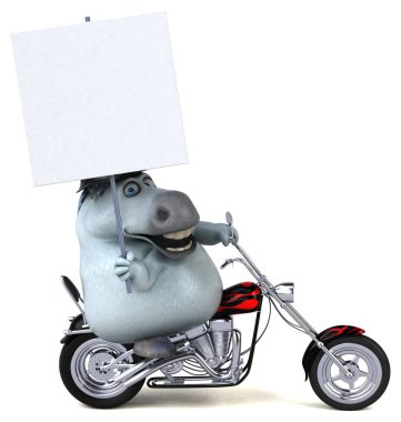 Motosikletli eğlenceli at 3D Illustration