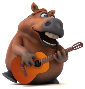 Gitarlı eğlenceli at - 3D Görüntü