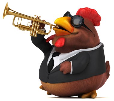 Eğlenceli tavuk oyunu - 3D İllüstrasyon