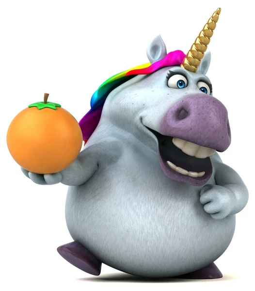 Unicorno Divertente Con Arancione Illustrazione — Foto Stock