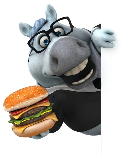 Spaßpferd Mit Burger Illustration — Stockfoto