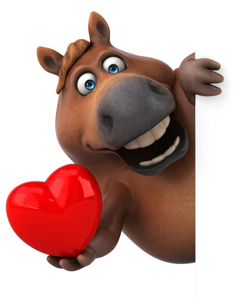 Cavalo Divertido Com Coração Ilustração — Fotografia de Stock