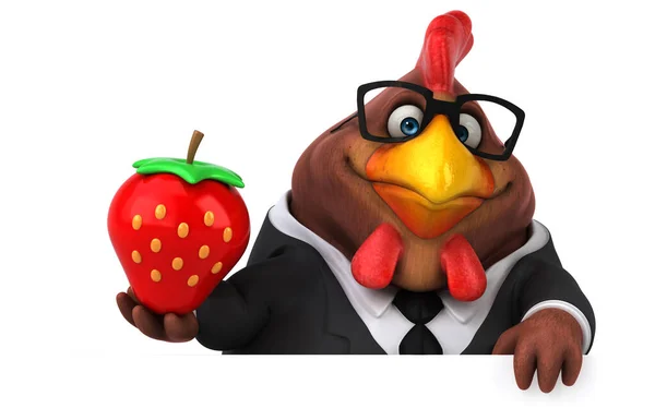 Fun Chicken Strawberry Illustration — Stock Photo, Image