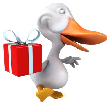 Hediyeli eğlenceli ördek - 3D Görüntü