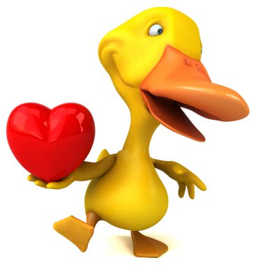 Yürekli eğlenceli ördek - 3D Görüntü