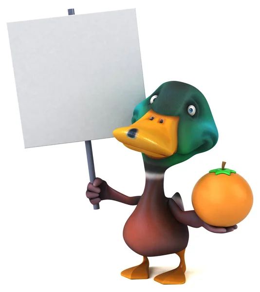 Divertido Pato Con Naranja Ilustración — Foto de Stock